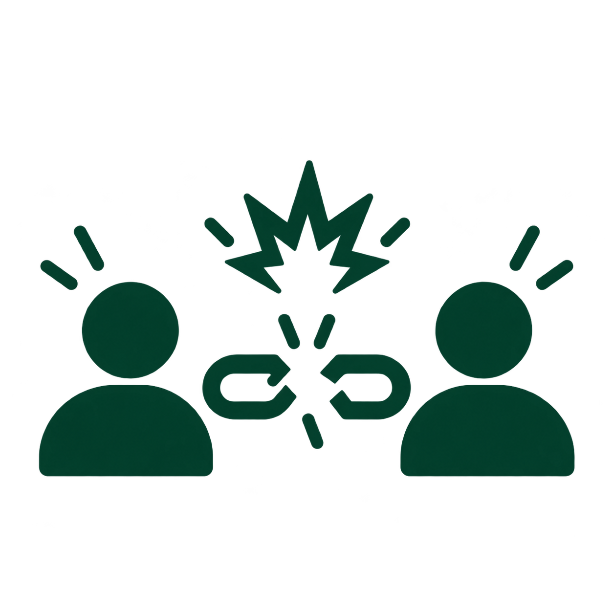 Illustration showing broken collaboration and strain between team members